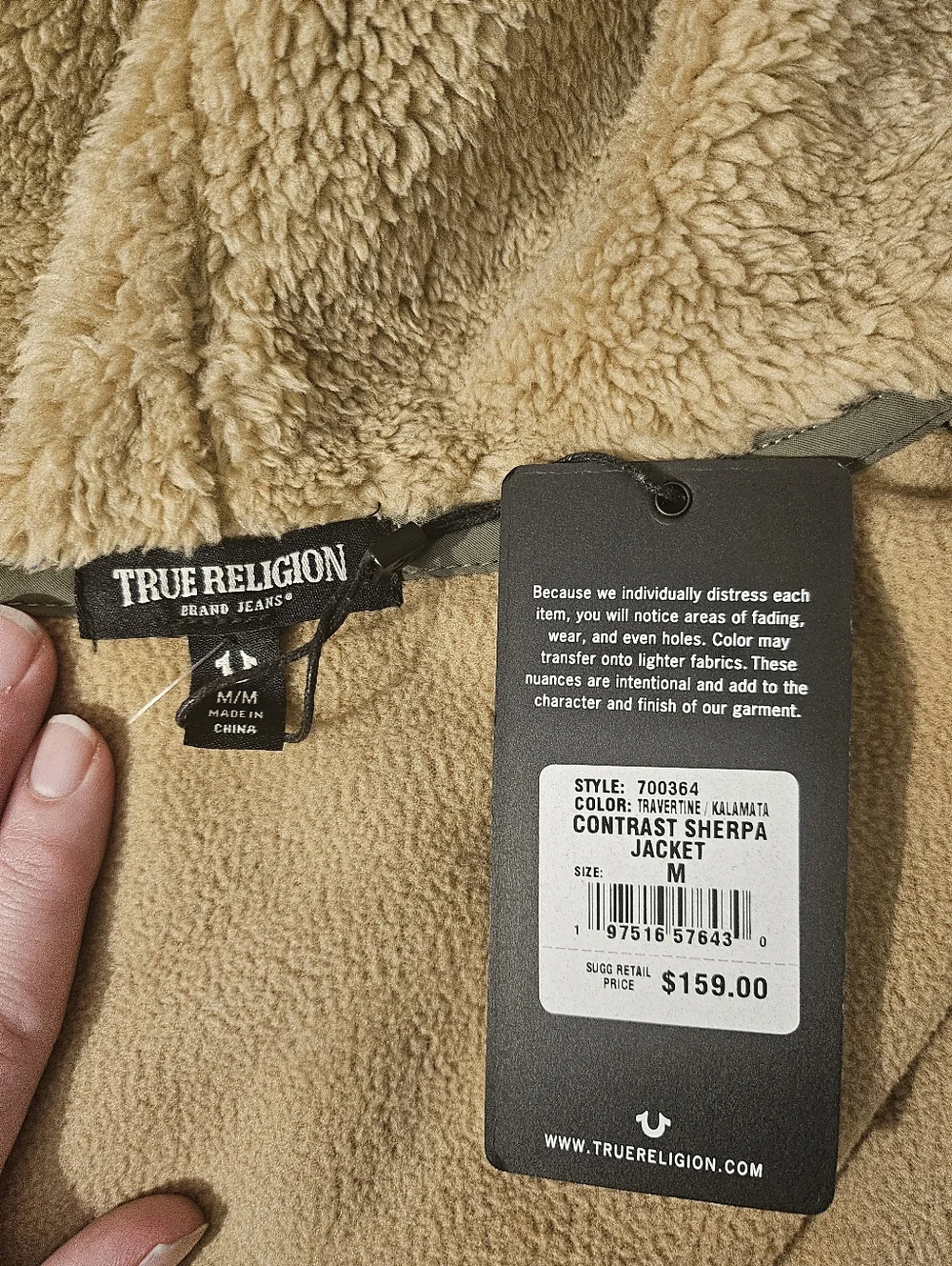 True Religion‎ Khaki Sherpa Full-Zip Hoodie
